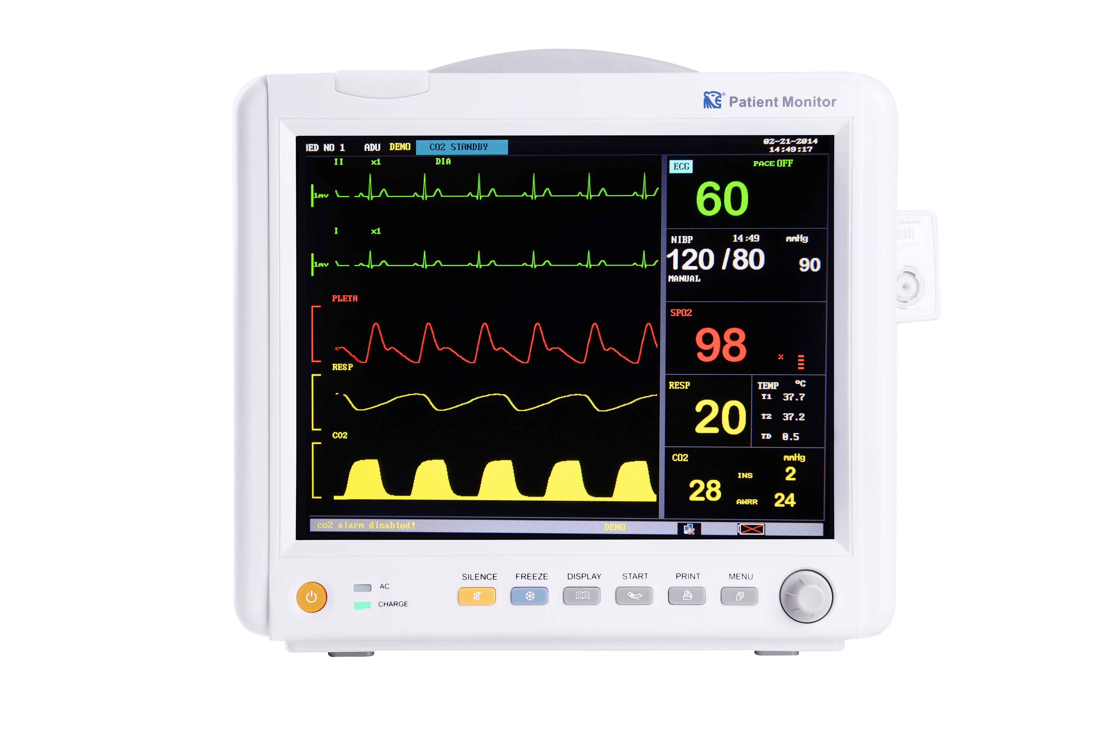 Kingst Multi-parâmetro Monitor Paciente (com ETCO2) KM2010A